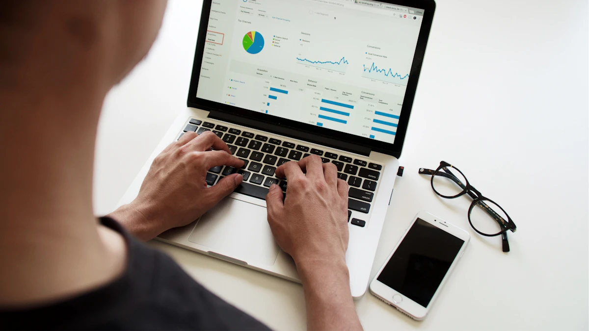 Researcher working on laptop with data and documents, illustrating AI training dataset labeling
