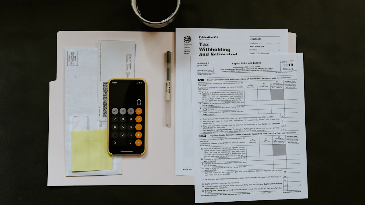 Tax paperwork and smartphone on a desk for AIS Form 26AS and Form 16 filing