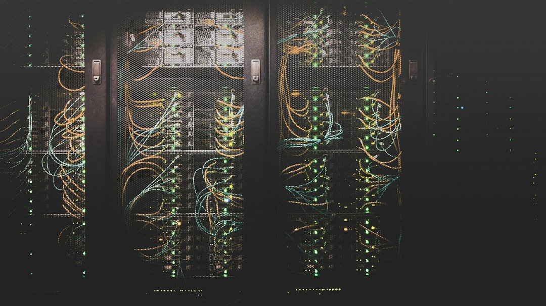Cloud computing और data center infrastructure को दर्शाती server network image