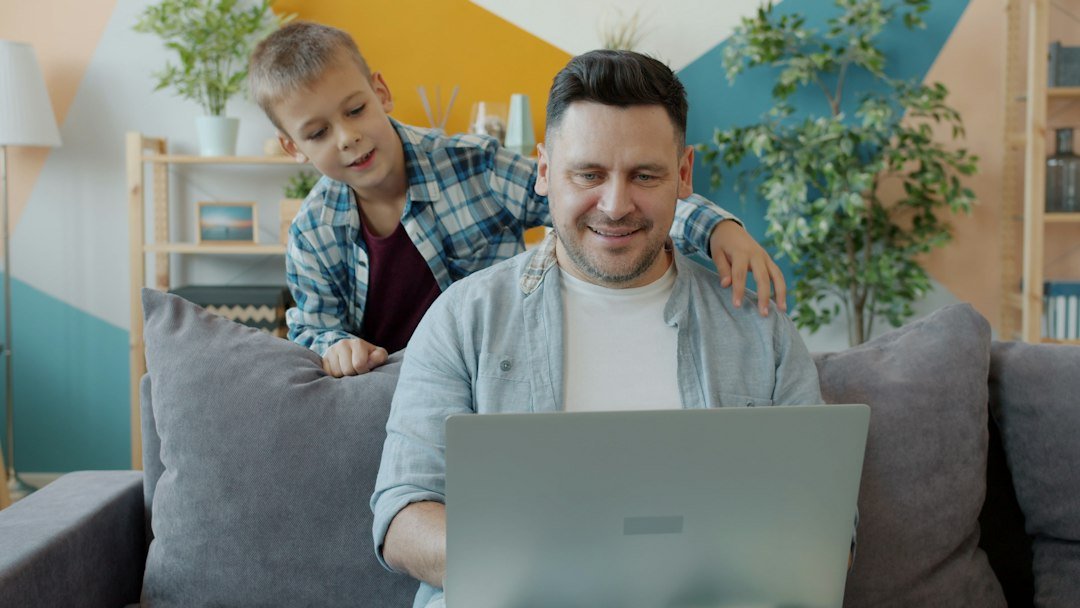 Parent guiding a child in safe educational use of digital technology and AI