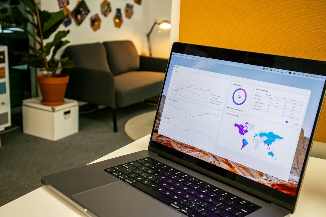 Data analytics laptop dashboard showing a conceptual illustration of MOSTLY AI SDK synthetic data generation and evaluation